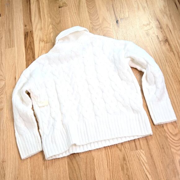 a.n.a. a new approach women's White turtleneck cable-knit sweater size L - Picture 4 of 5